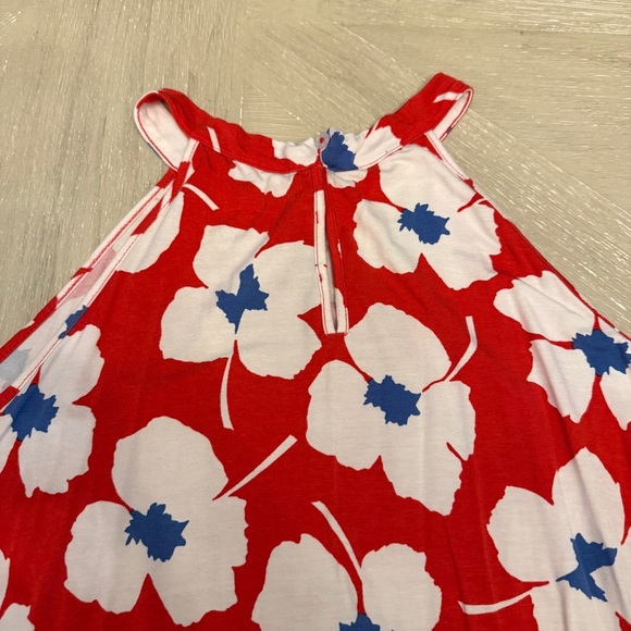 LOFT Red Blue and White Floral Mini Sun Dress - Picture 9 of 9